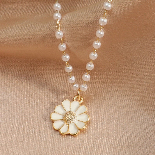 CANDELA | Collar Colgante Margarita con Perla