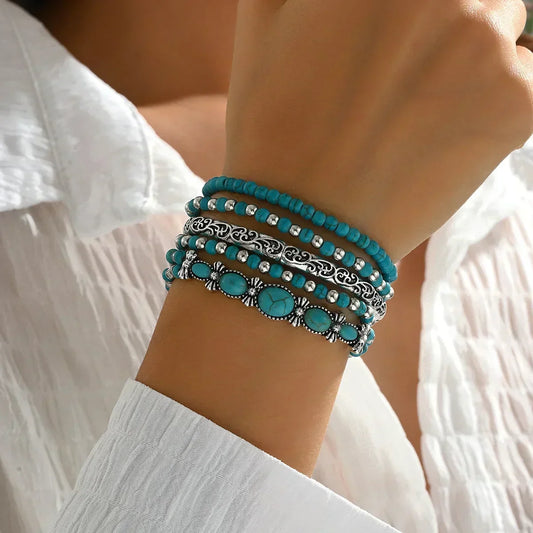 MAËLYS | Pulsera Multihilo Turquesa Refinada