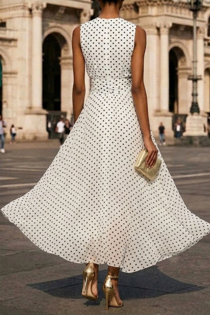 Estrella · Vestido maxi lunares plisado — vista 5
