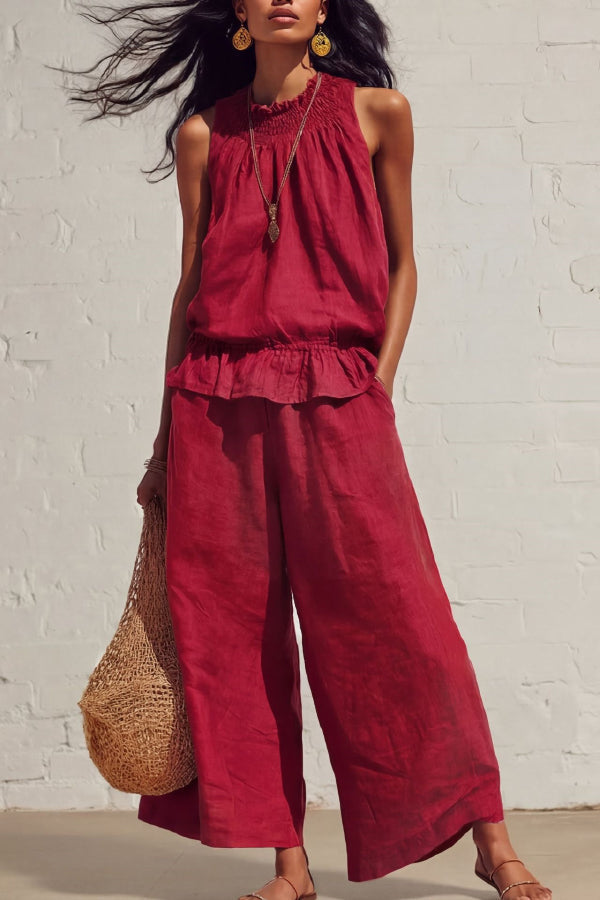 Adela · Conjunto lino top volante y pantalón — vista 3