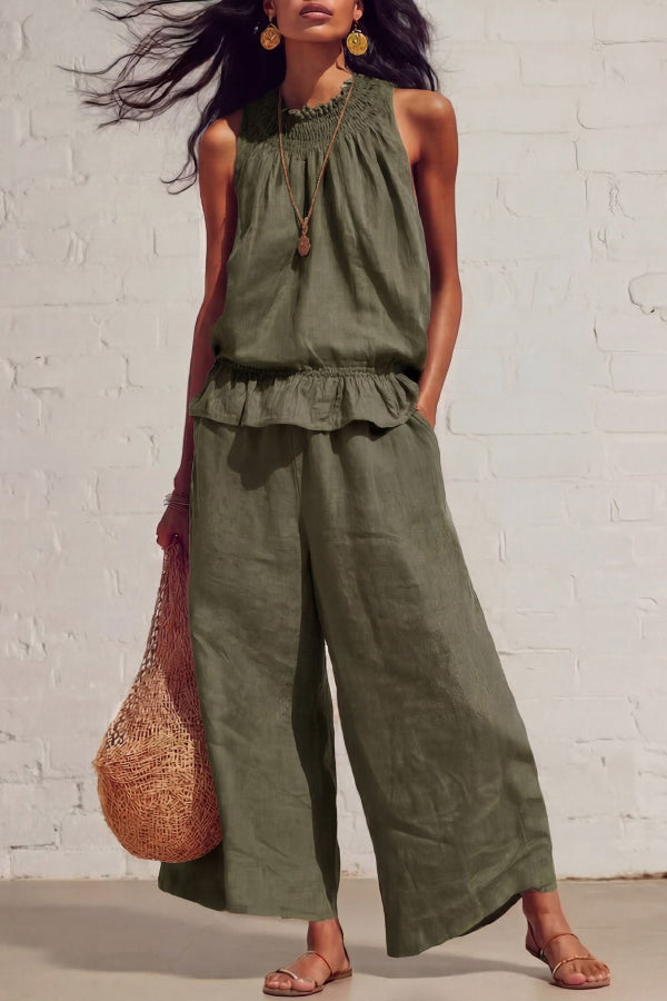 Adela · Conjunto lino top volante y pantalón — vista 6