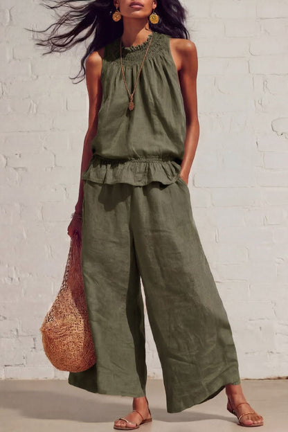 Adela · Conjunto lino top volante y pantalón — vista 6