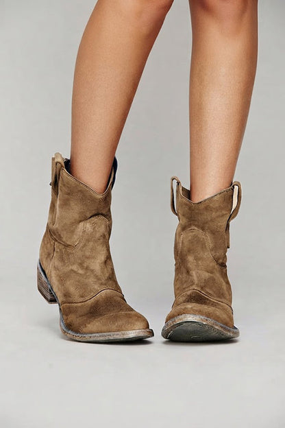 Emma · Botines de ante tacón bajo — vista 3 — Nola Bellari