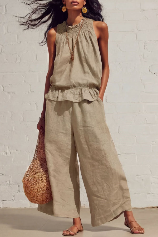 Adela · Conjunto lino top volante y pantalón — vista 5