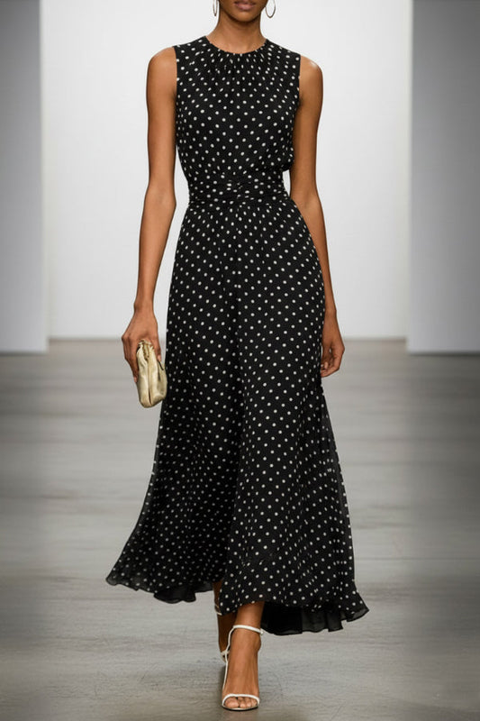Estrella · Vestido maxi lunares plisado — vista 2