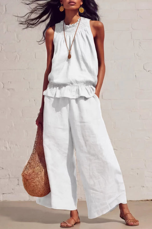Adela · Conjunto lino top volante y pantalón — vista 2