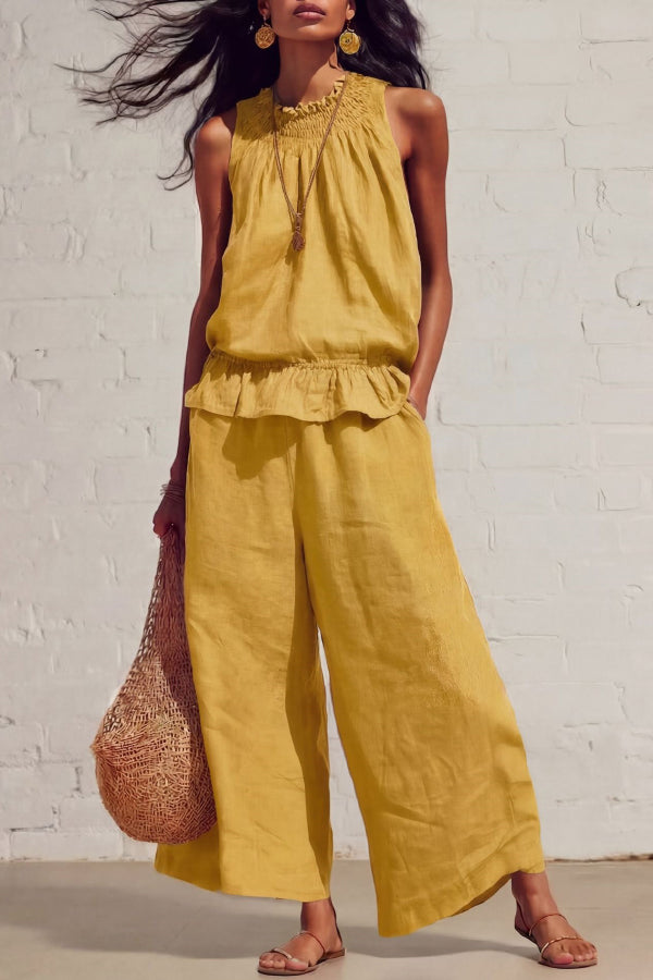 Adela · Conjunto lino top volante y pantalón — vista 7