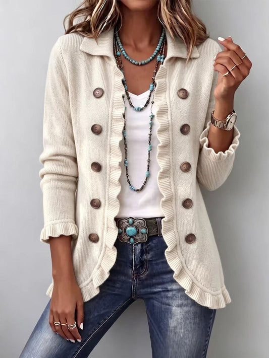 Ottavia | Chaqueta de Canalé Marfil con Rouches