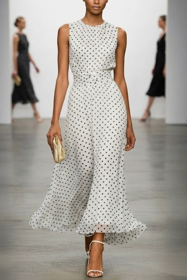 Estrella · Vestido maxi lunares plisado — vista 4