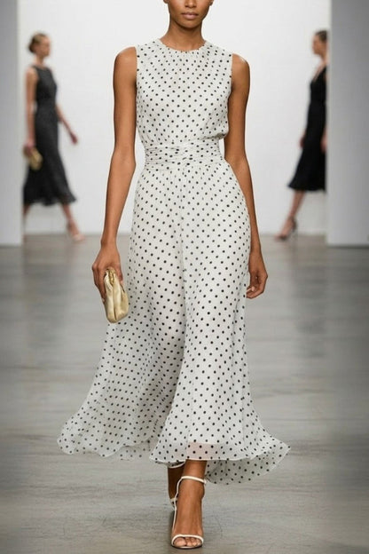 Estrella · Vestido maxi lunares plisado — vista 4