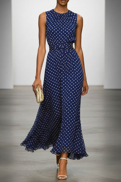 Estrella · Vestido maxi lunares plisado — vista 3