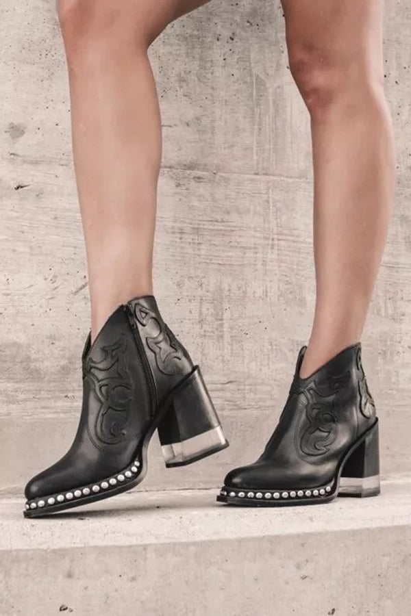 Rocío · Botines de tacón con pedrería — vista 4 — Nola Bellari