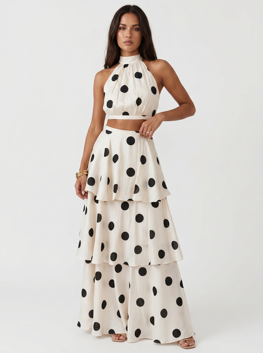 Lucía · Conjunto top y falda larga de lunares — Nola Bellari