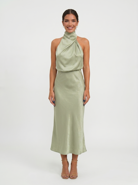 Carmina · Vestido largo con cuello halter — Nola Bellari