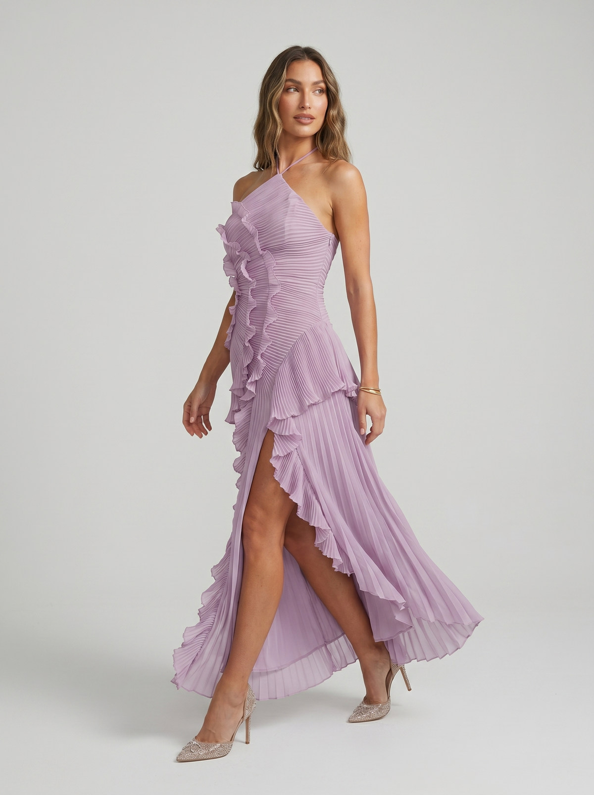Ariadna · Vestido largo plisado con volantes — Nola Bellari — vista 3