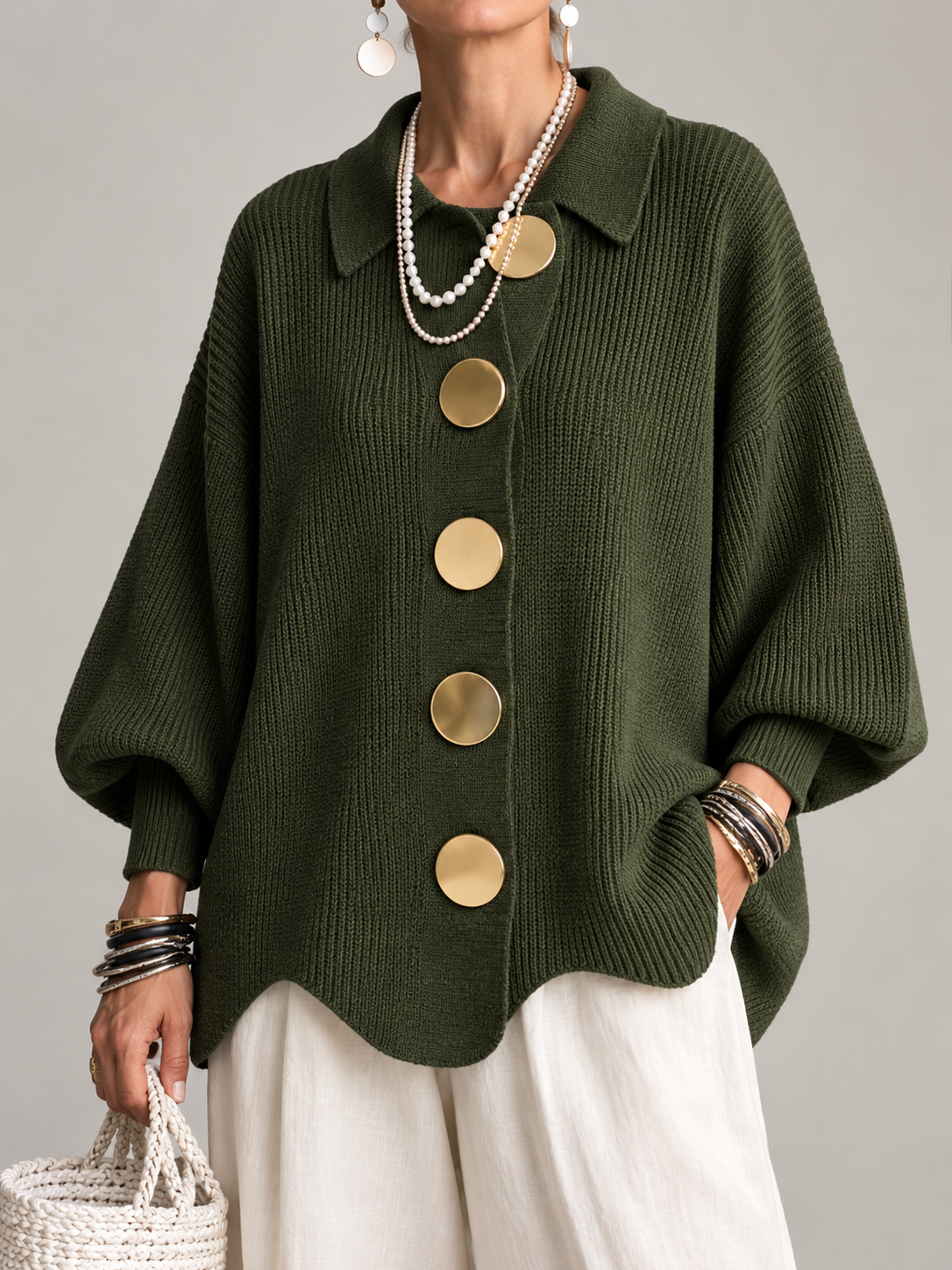 Cárdigan Ardelle en verde militar