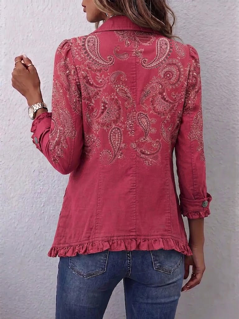 Isotta | Chaqueta Paisley Vintage Rosa Antiguo con Rouches