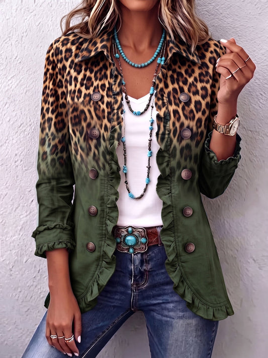 Luisa | Blazer de Leopardo Degradado Verde Oliva