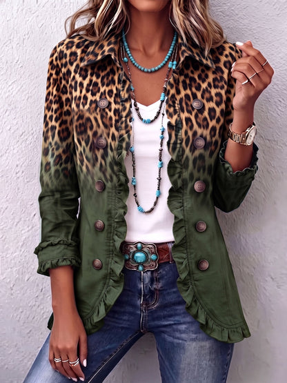 Bice | Blazer de Leopardo Degradado Turquesa