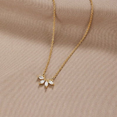 LAUREL | Collar Hoja de Cristal Dorada