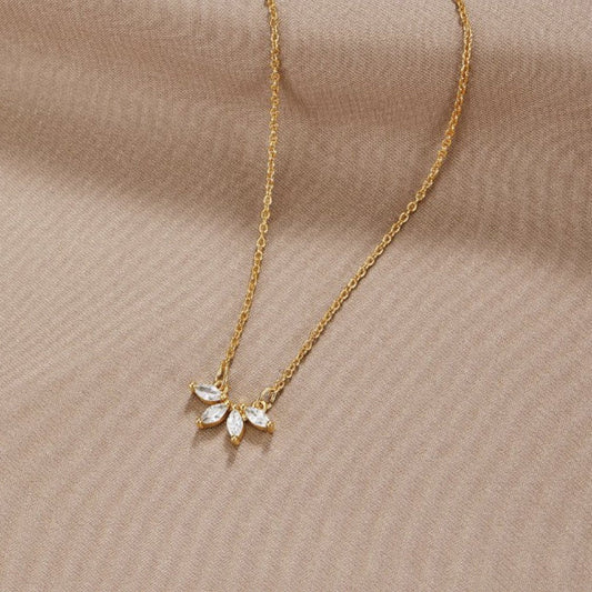 LAUREL | Collar Hoja de Cristal Dorada